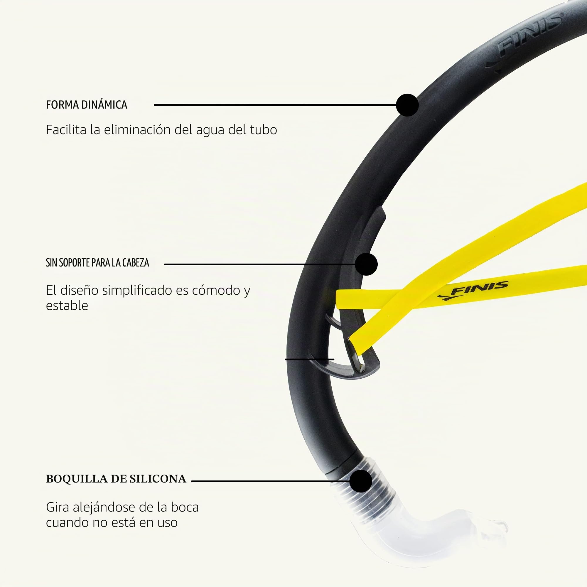 Finis Snorkel de Estabilidad para Nadadores - Sin Soporte - Snorkel de Entrenamiento de Natación Frontal - Ajuste Ajustable - Boquilla de Silicona