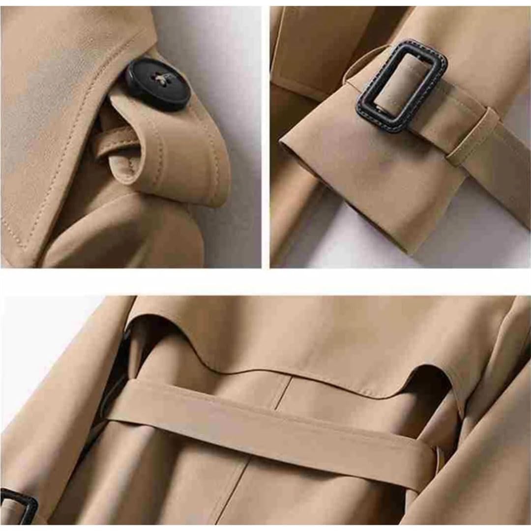Cappotto da donna con cintura slim fit doppio petto medio lungo trench coat