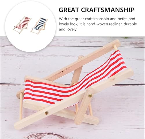 Miniatura 3 de BESPORTBLE 4 piezas de decoración de casa de muñecas en miniatura, casa de muñecas, silla de playa, mini decoraciones de jardín para casa de