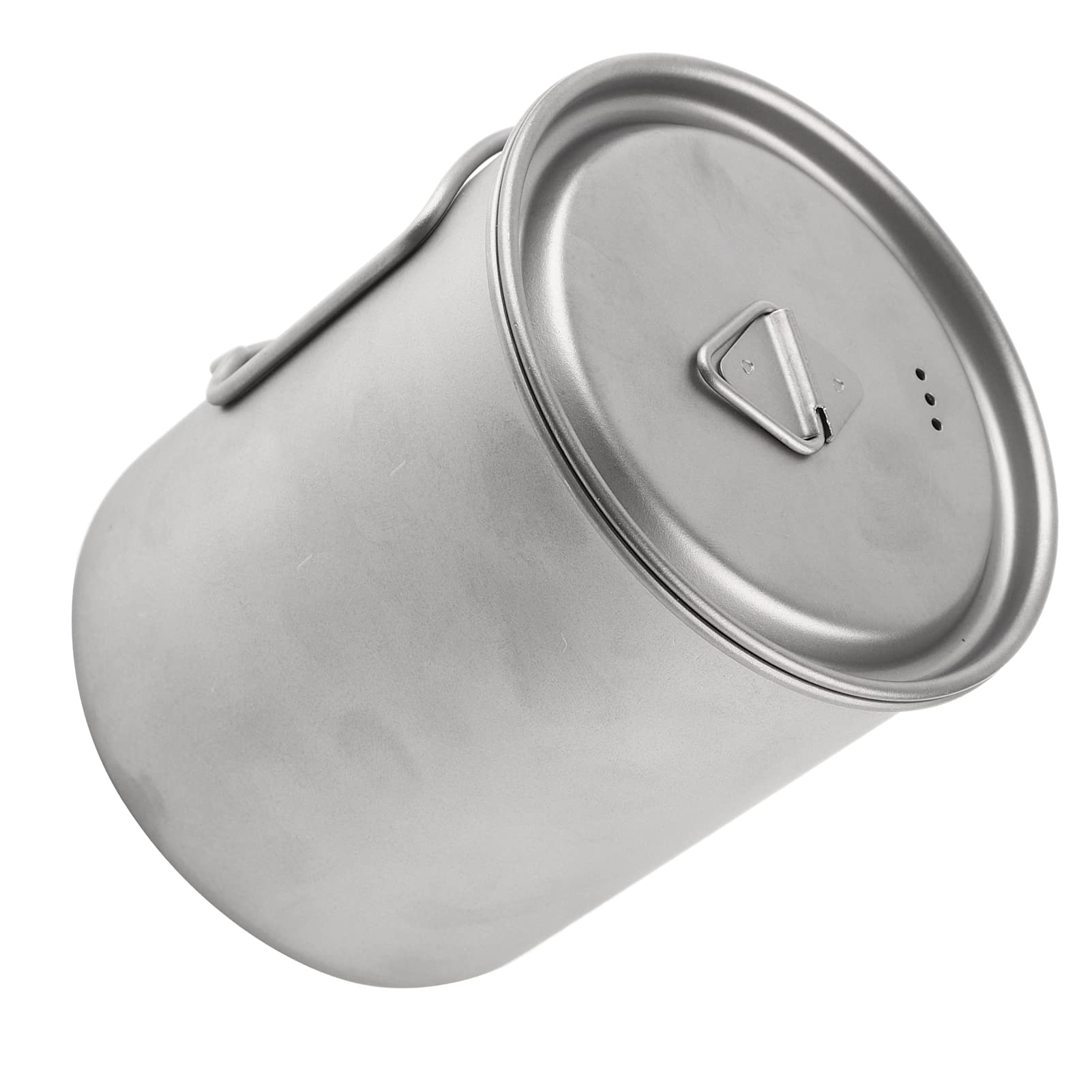 BestAlice Tytanowy kubek z pokrywką, tytanowy garnek kubek kempingowy kubek do kawy na wodę składany uchwyt podróżny wiszący garnek, przenośna konstrukcja stop aluminium duża pojemność kubek do gotowania na zewnątrz (700 ml)