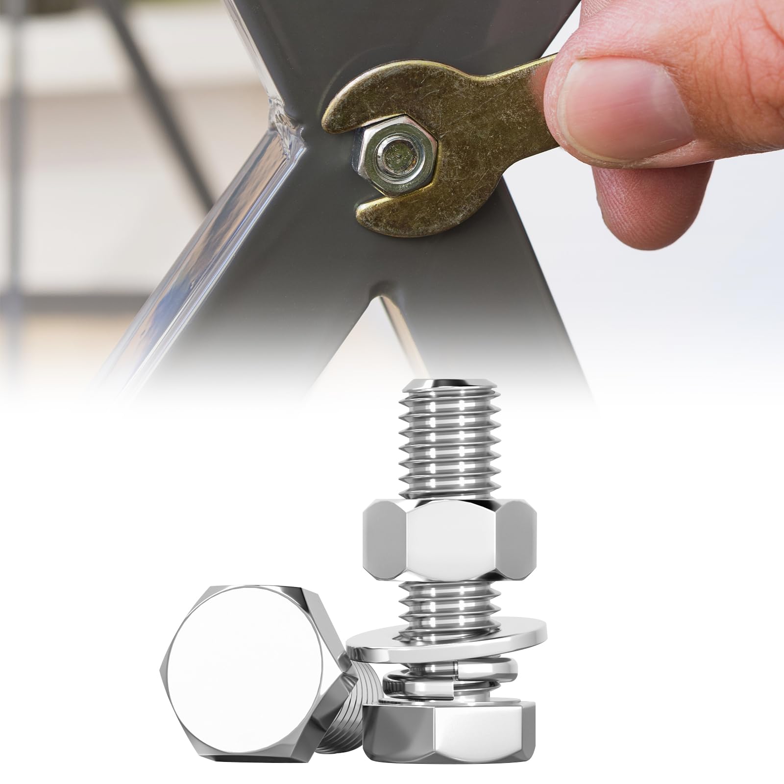 SUNXULIMI 1/4-20 x 2 Bolts and Nuts Hex Head Bolts Screws, Nuts, Flat Lock Washers Hexagonal Head Bolt Stainless Bolts Machine Fully Thread Bright