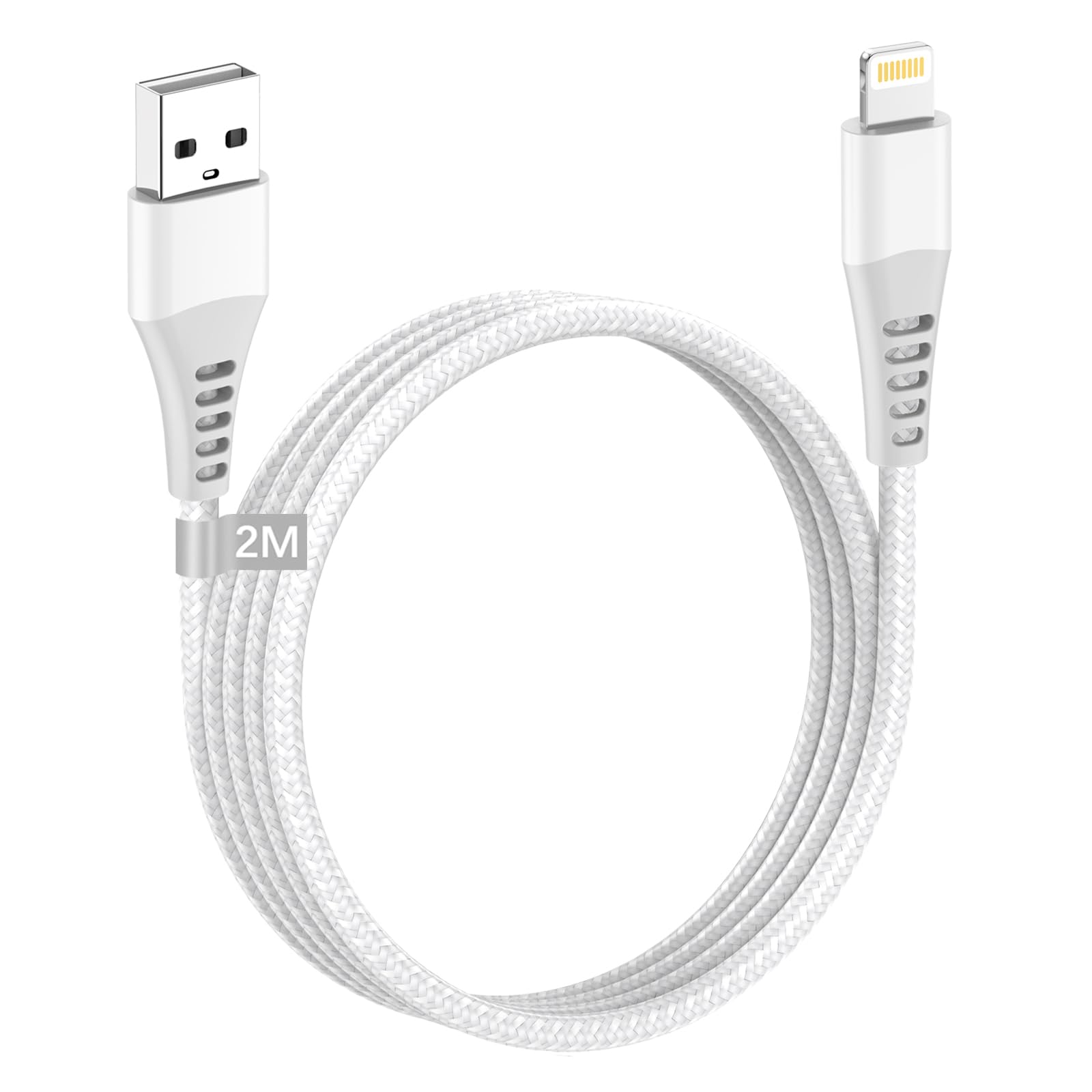 Cavo iPhone 2M, Cavo Lightning USB Certificato Apple MFi Cavo Ricarica iPhone Cavetto iPhone Cavo USB Lightning Nylon Filo Caricatore iPhone Caricabatterie per iPhone 14 13 12 11 XS XR X 8 7 6 SE iPad