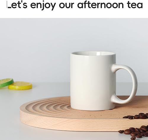 Miniatura 5 de Smilatte - Taza de café de porcelana de 11 onzas, taza clásica de cerámica con Hanlde para té de capuchino con leche, color blanco