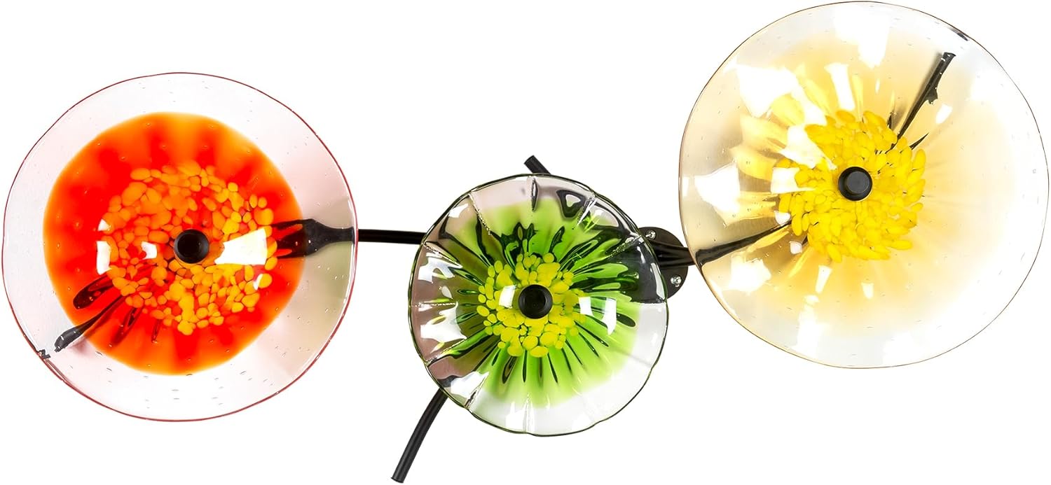Dale Tiffany AW23125 Fiore Bloom Hand Blown Art Glass Wall Decor with Wall Mounting Bracket, Multi-Color, 3-Plate