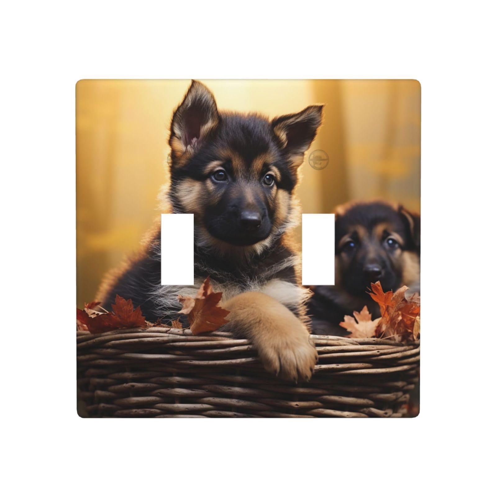 Aceprints Little Shepherd Dog 2 Gang Double Toggle Wall Plates, Unbreakable Decorative Duplex Light Switch Plate Covers Electrical Switchplate Cover Faceplate For Bathroom Kitchen Decor