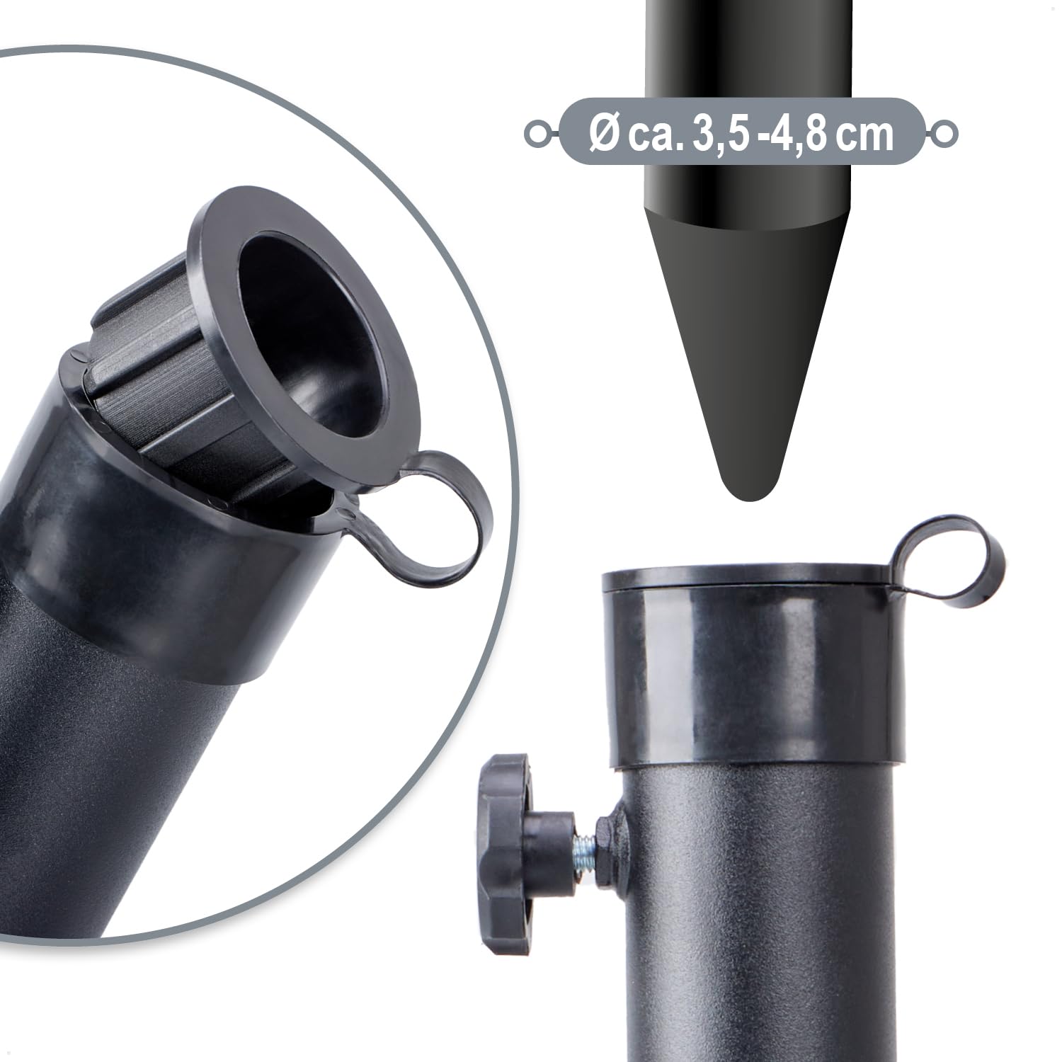 com-four® Pied de Parasol Pliable en Acier pour parasols | Support de parasol en acier thermolaqué pour jardin, terrasse et balcon, adapté à différents mâts et tubes