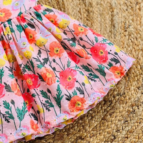 Image of Stanwells Kids Dress for Girls Heart Embroidery Pattern Knee Length Applique Kerala Ethnic Cotton Frock for Baby Girls Zipper Cap Sleeve Dress for Girls Cream & Red (6 Months - 7 Years)