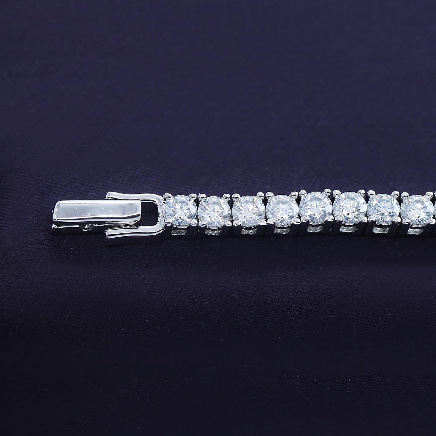 Classic Tennis Bracelet for Women 3mm Round Lab Created Moissanite Dainty Stackable Cuff Bracelets in 18K Gold Plated Jewelry for Her Size 6.5-7.5 Inch