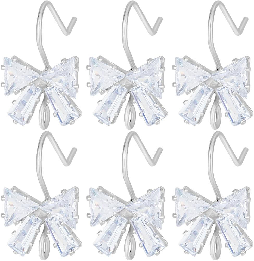 Beebeecraft 1 Box 20Pcs Cubic Zirconia Bowknot Earring Hooks Bow Ear Wires Earrings Findings with Loop for Jewellery Making Accessories DIY Earrings Craft