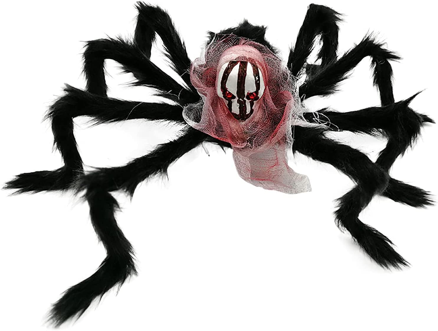 Halloween Decorations Giant Spider, TAPIT 30” Hairy Scary Fake Skull Spiders, Realistic Black Spider Props for Indoor Outdoor Halloween Decorations Yard Home Costumes Parties Haunted House Decor
