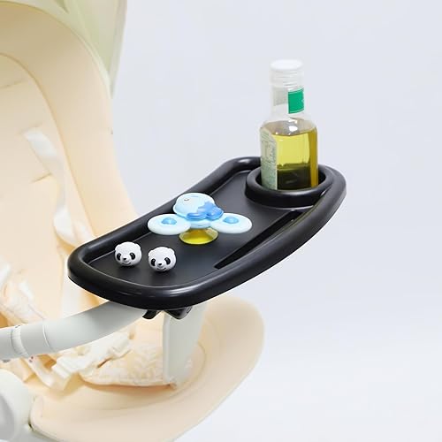 Mecc Ecoh Bandeja universal para aperitivos y portavasos para cochecito, gran espacio, fácil de montar, material ABS, accesorios para cochecito