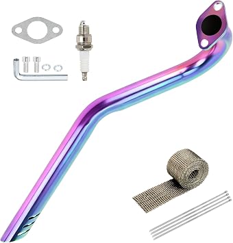 Upgraded Central Rear Exhaust Kit Compatible with Mini Bike Coleman CT100U Massimo MB100 F-RP GMB100 Rascal Lite Predator 79cc 98cc 3.0HP 154F Engine Parts Colorful