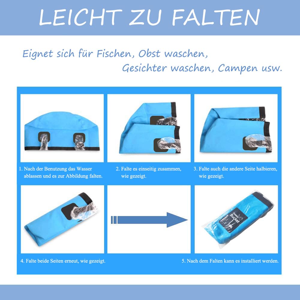 12L/20L Faltbarer Eimer, Leichtgewichtiger, Tragbarer & Klappbarer Wassereimer für Camping, Reisen, Picknick, Wandern, Angeln, Bootfahren, Gartenarbeit, Autowaschen