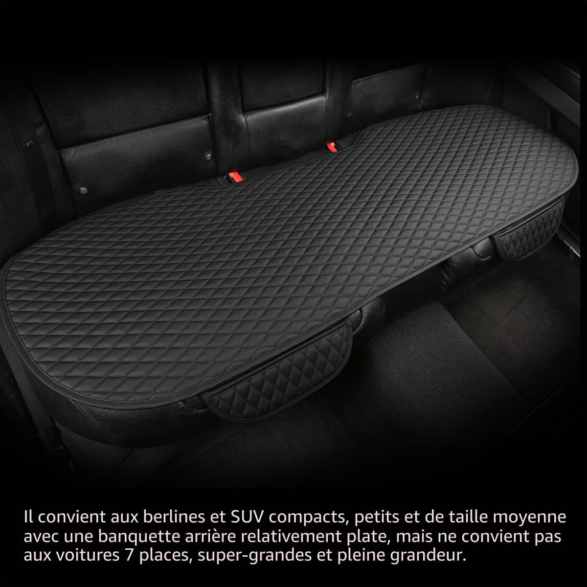 GIANT PANDA Housses de siège Auto en Cuir PU avec 1 Paire de Tapis de siège Avant et 1 Housse de siège arrière, universelles, compatibles avec 90% des véhicules, Noir