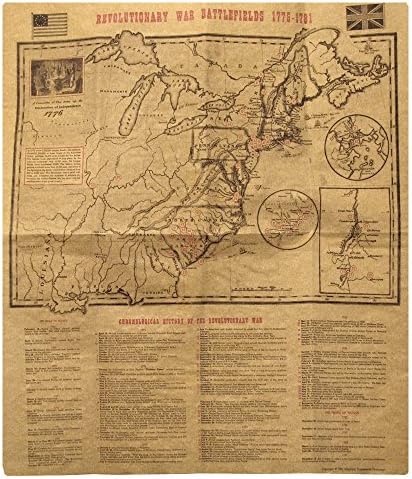 Brown Revolutionary War Battlefield Map 1775-1781, Historical, Texture Laid, 1 Page, 297 mm