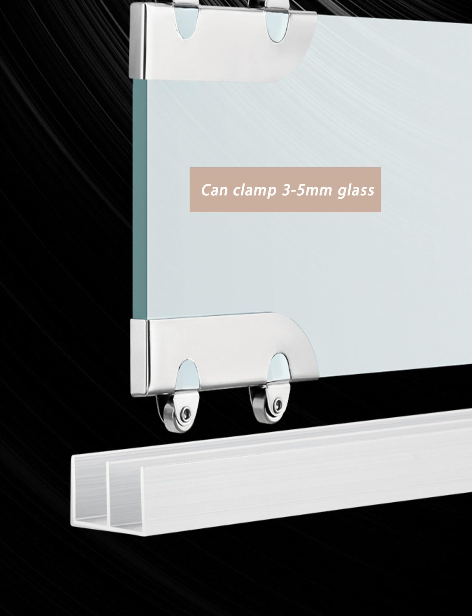 Kit de riel para puerta corredera de cristal, riel guía de aluminio de doble canal con rodillos silenciosos para vitrinas y armarios