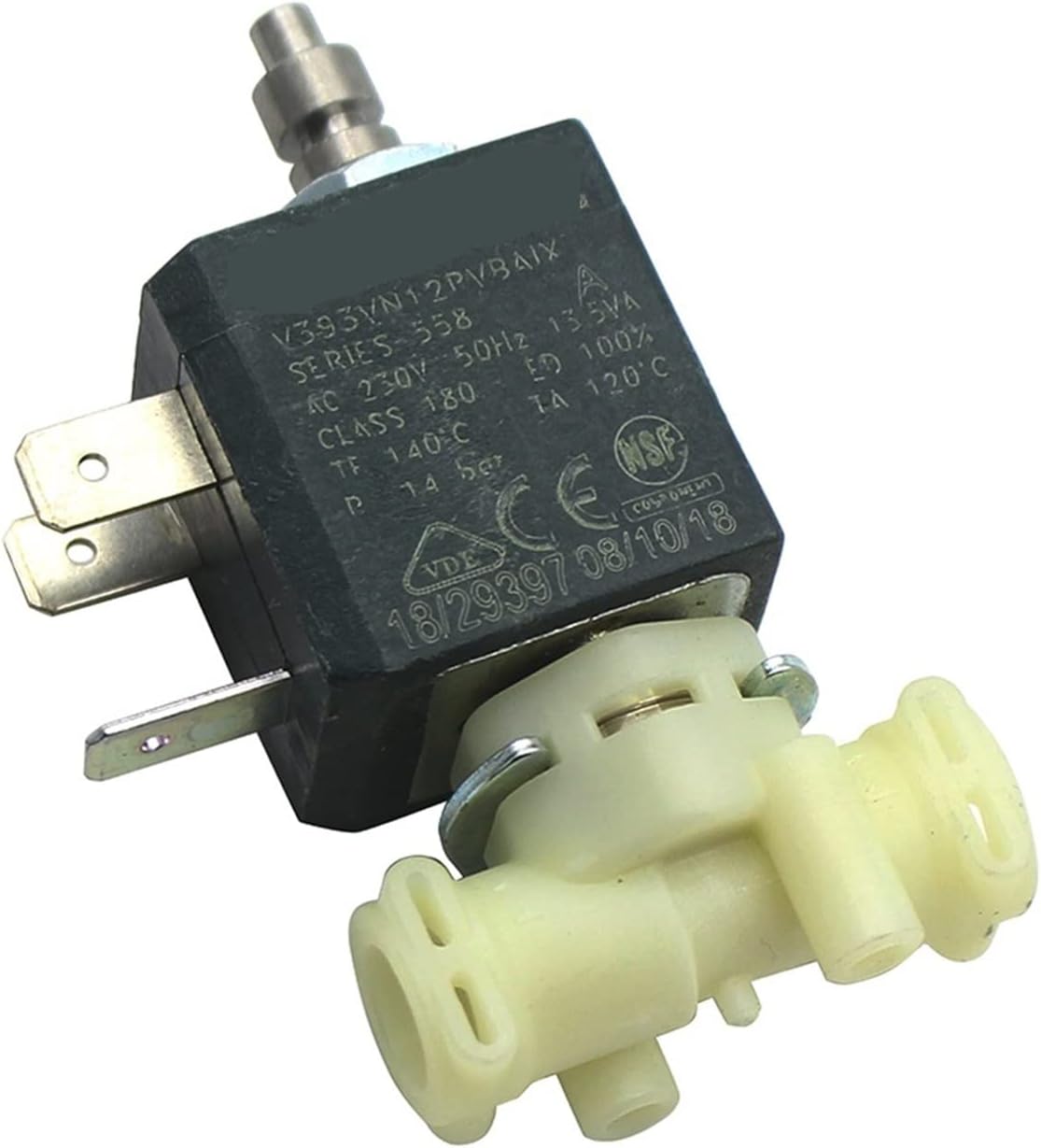 V393 3 Way NC Direct Acting AC230V 50HZ 14VA Water Fluid Air Steam Plastic Solenoid Valve 1Pcs