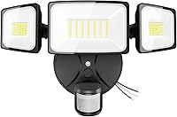 Onforu 75W LED Motion Sensor Flood Light Outdoor 7000LM, Dusk to Dawn 3-Head Security Light IP65 Waterproof 6500K for Yard Garage