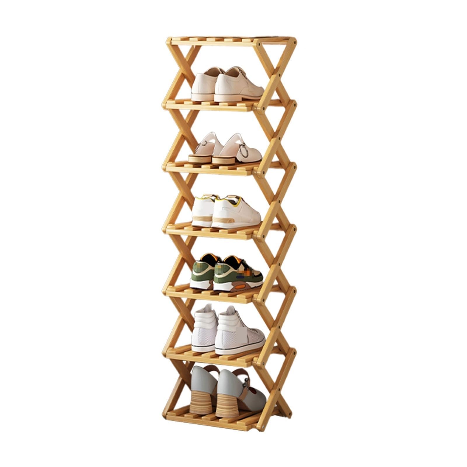Étagère à chaussures pliable gain de place meuble bois étroit 10 niveaux