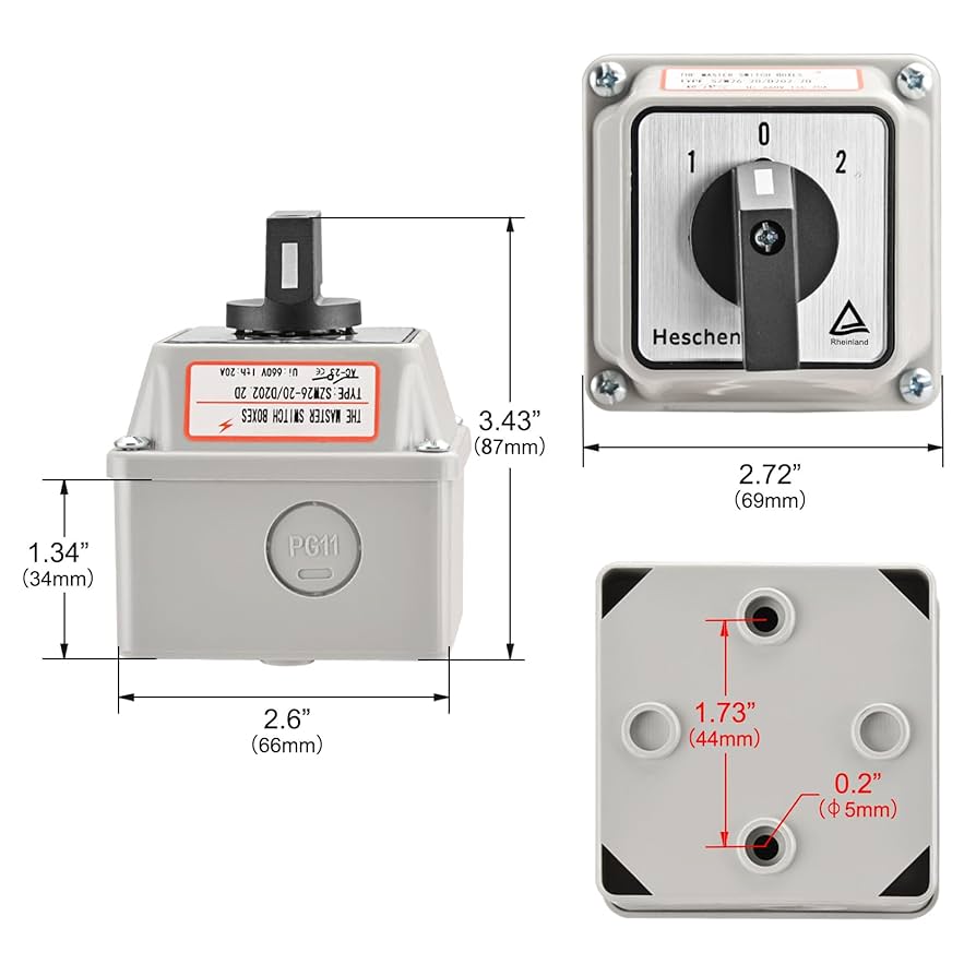 【J21022】in the direction of sunrise and KEYMOO 25A Rotary Changeover Switch with Exterior Box for