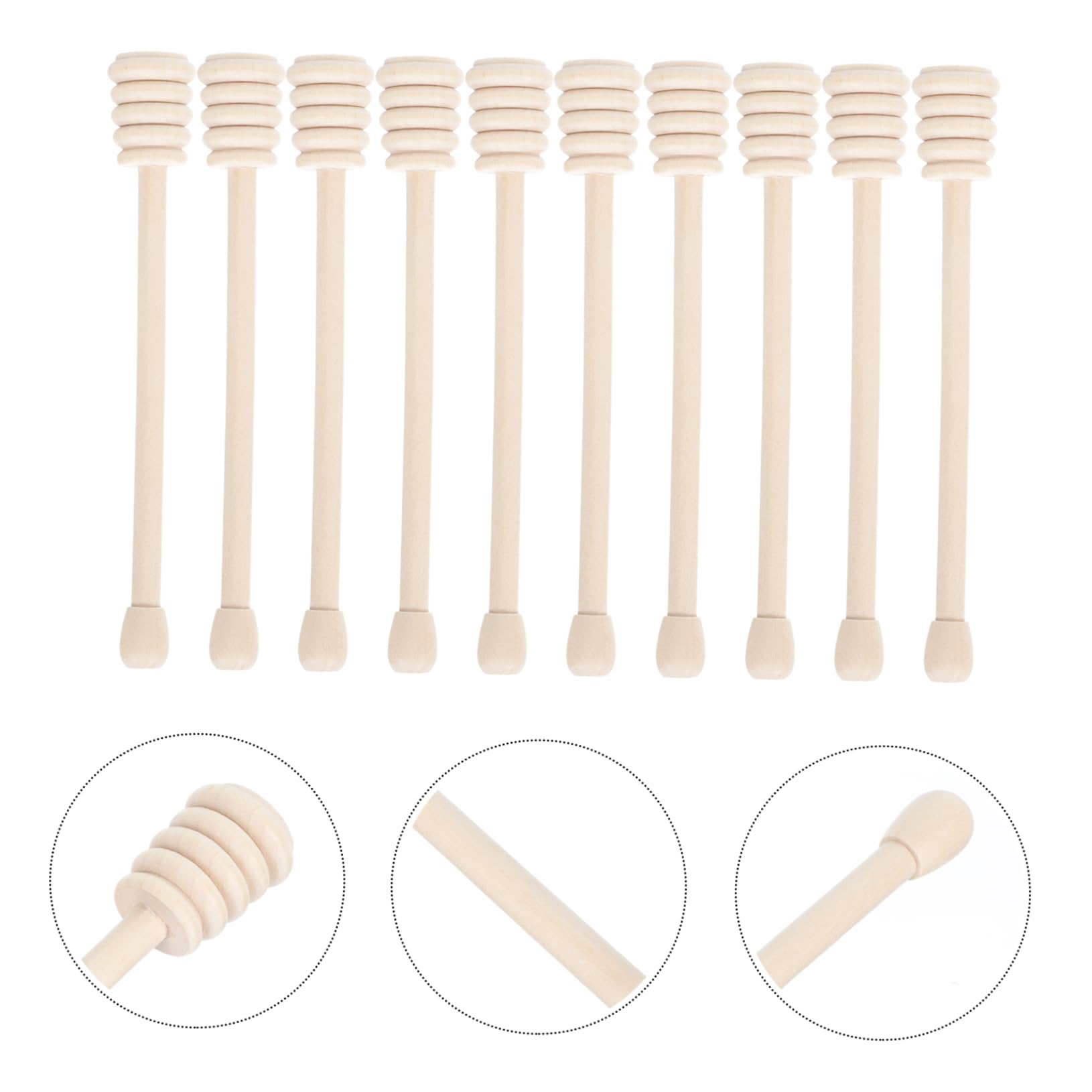 10pcs Honey Stirrer Jam Honey Jar Server Stick Honey Stirring Mini Whisk Honey Spreader Honey Spoon Coffee Stir Stick Honey Stir Wand Wooden Honey Stick Honey Rod Beige re-usable VINTORKY