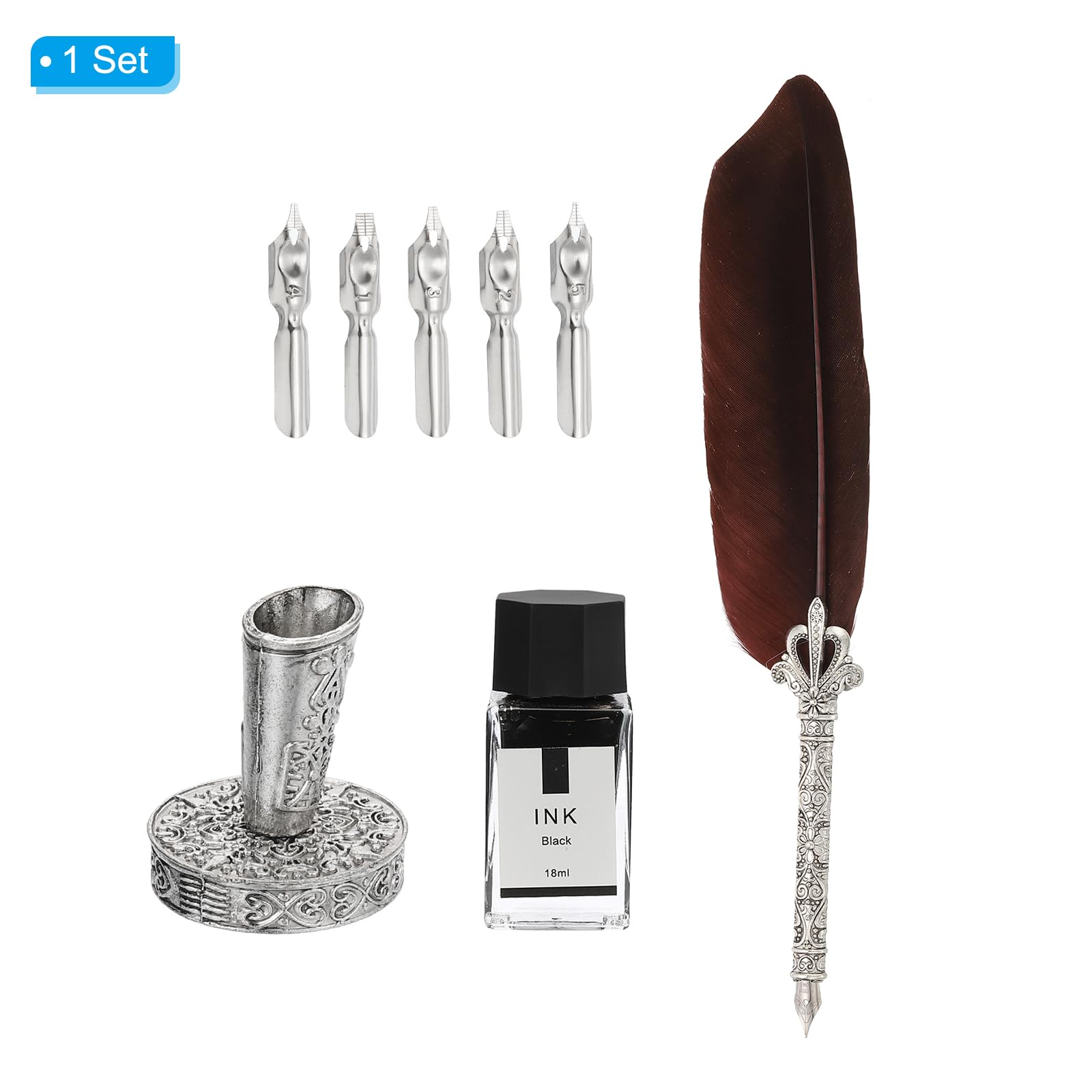 PATIKIL 26cm/11 Carved Feather Pen Set - Image 3