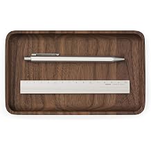 Oakywood Handcrafted Wooden Catchall Tray - Wooden Desk Organiser - Made in The EU - Natural Wood Desktop Storage - Customizable in 3 Sizes - Natural Walnut - 20x12 cm 7.9"x4.7"