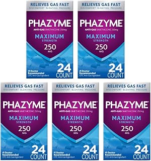 Phazyme Maximum Strength 250mg Anti Gas 24 Softgel (Pack of 5)
