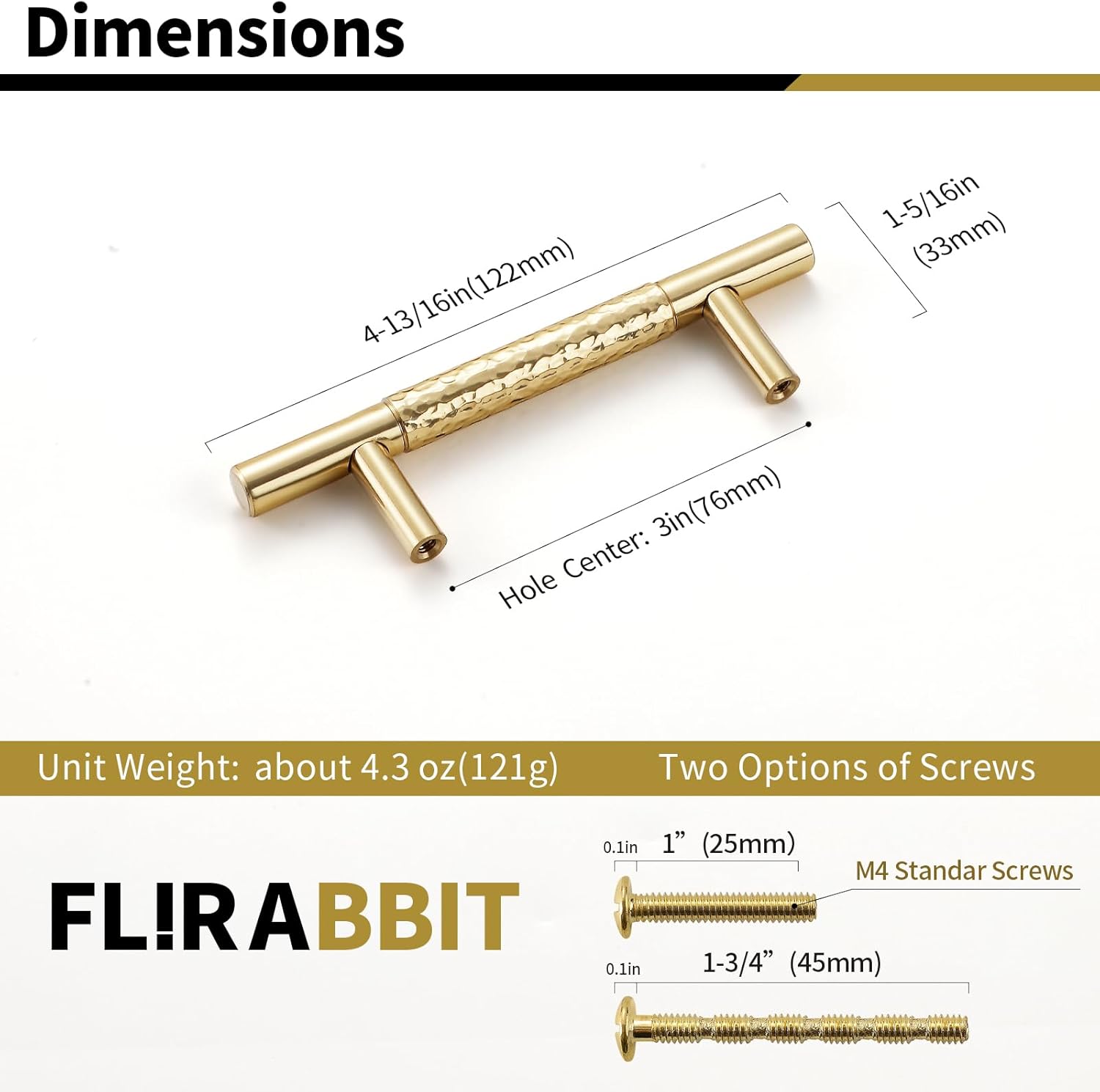 Polished Brass Cabinet Pulls, 2 Pack Modern Gold Cupboard Drawer Hardware for Bathroom Kitchen Solid Brass Dresser (2, 3 Inch(76mm) Hole Centers)