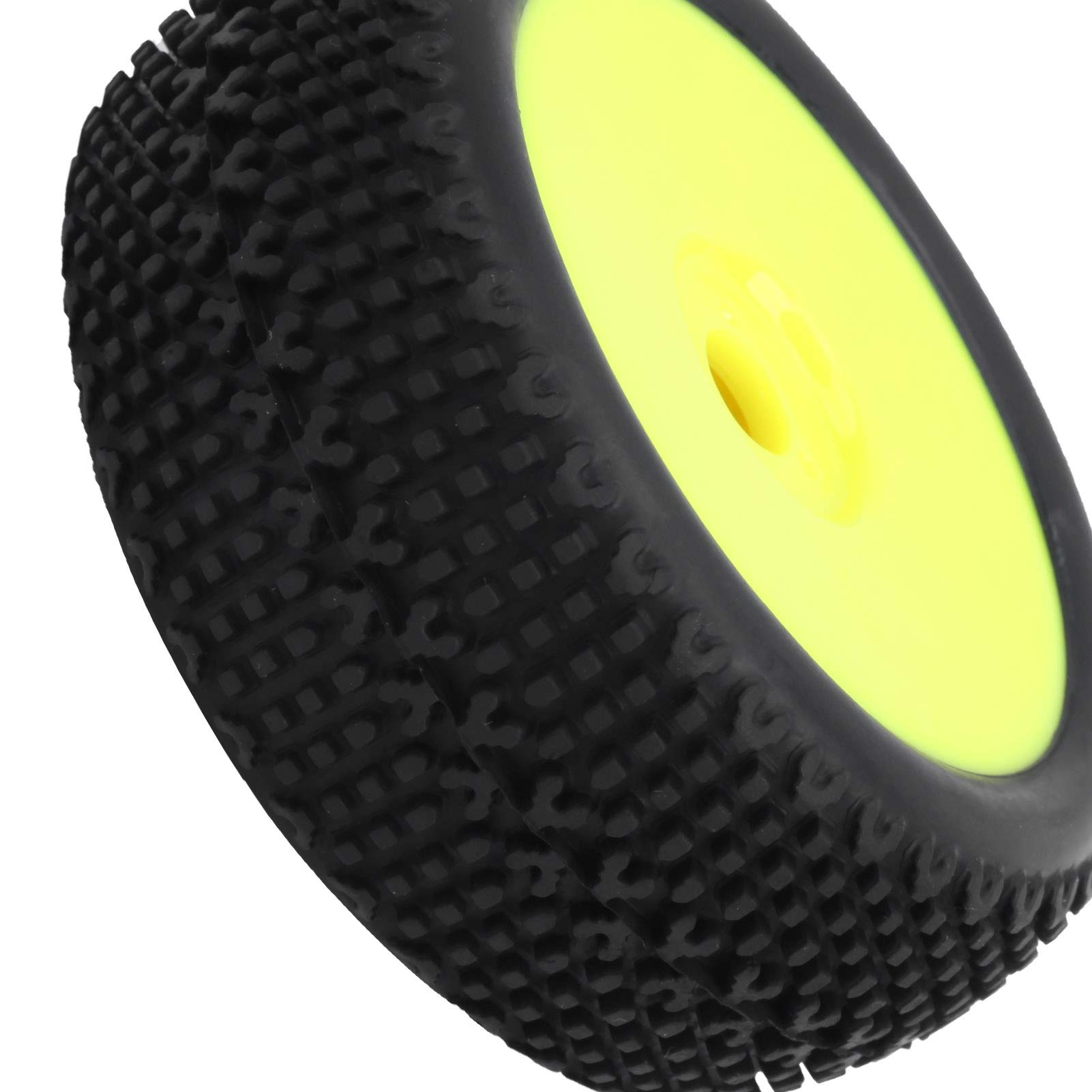 4 pièces pneus de Voiture RC, Cadre de Roue Jaune Bande de roulement en Caoutchouc RC pneus antidérapants 1/8 Accessoire de modèle de Voiture RC