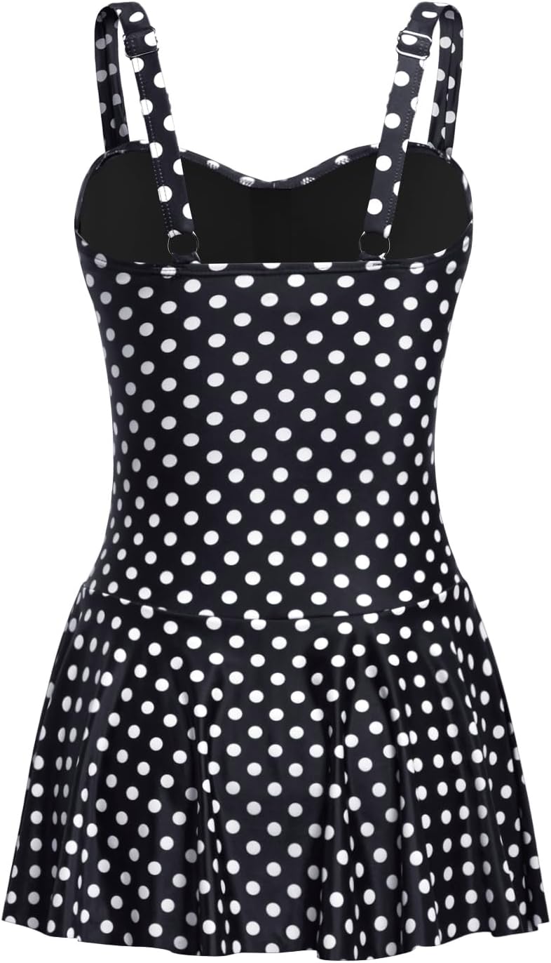 Aqua Eve One Piece Swim Dress Tummy Control Swimsuit with Skirt Modest Bathing Suit Vintage Swimdress - Image 5