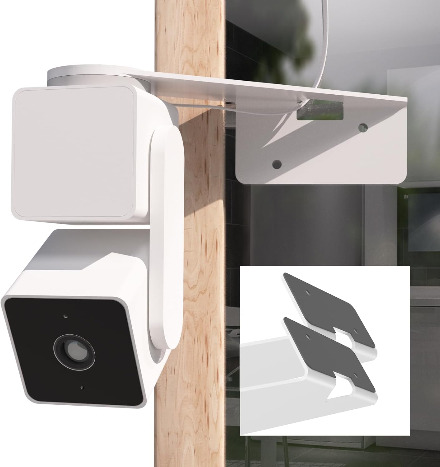 Zwolf No-Drill Adhesive Wall Mount for Wyze Camera Pan V3, Outside Corner Bracket for Wyze Camera Help You Coverage for Monitoring Both Sides of Your House (2 Pack) Thumbnail