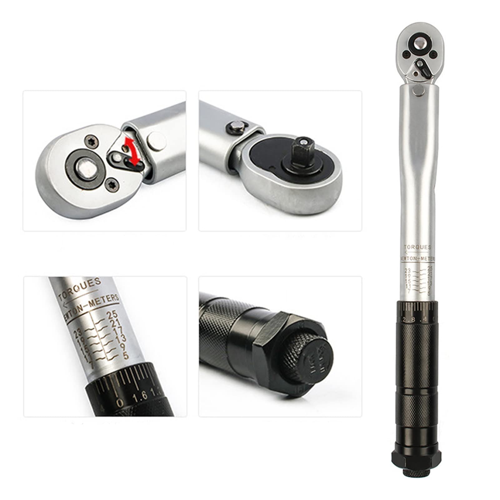 Klucz dynamometryczny, Torque Rower Kluczowy 3/8 Drive Square 19-110 N.M Dwuosobowy precyzyjny Szybkozłącze Wyłącznik Ratchet Repair Spanner Narzędzia ręczne