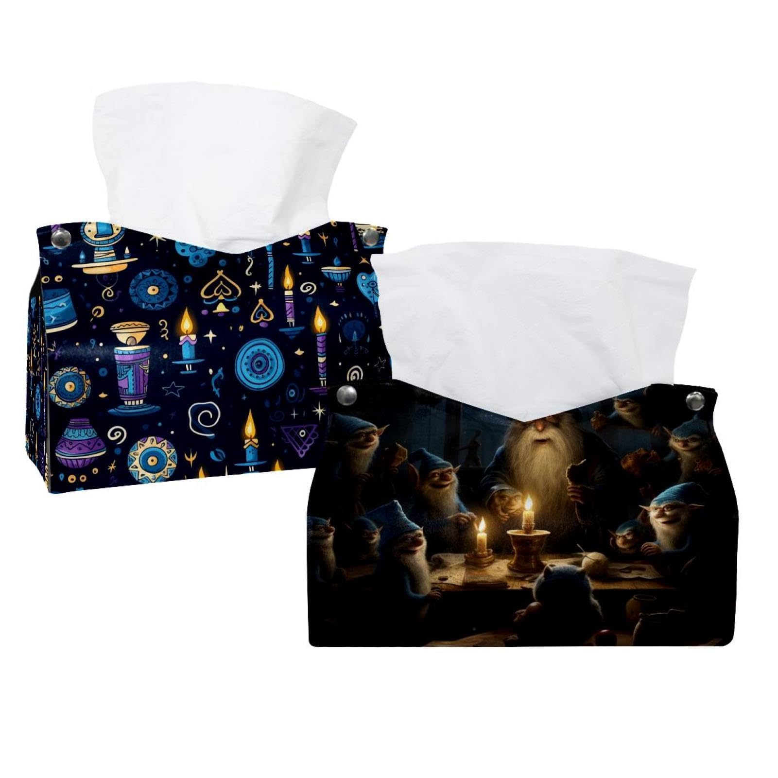 Boîte à mouchoirs Hanukkah (lot de 2) : distributeur décoratif de table en carton festif