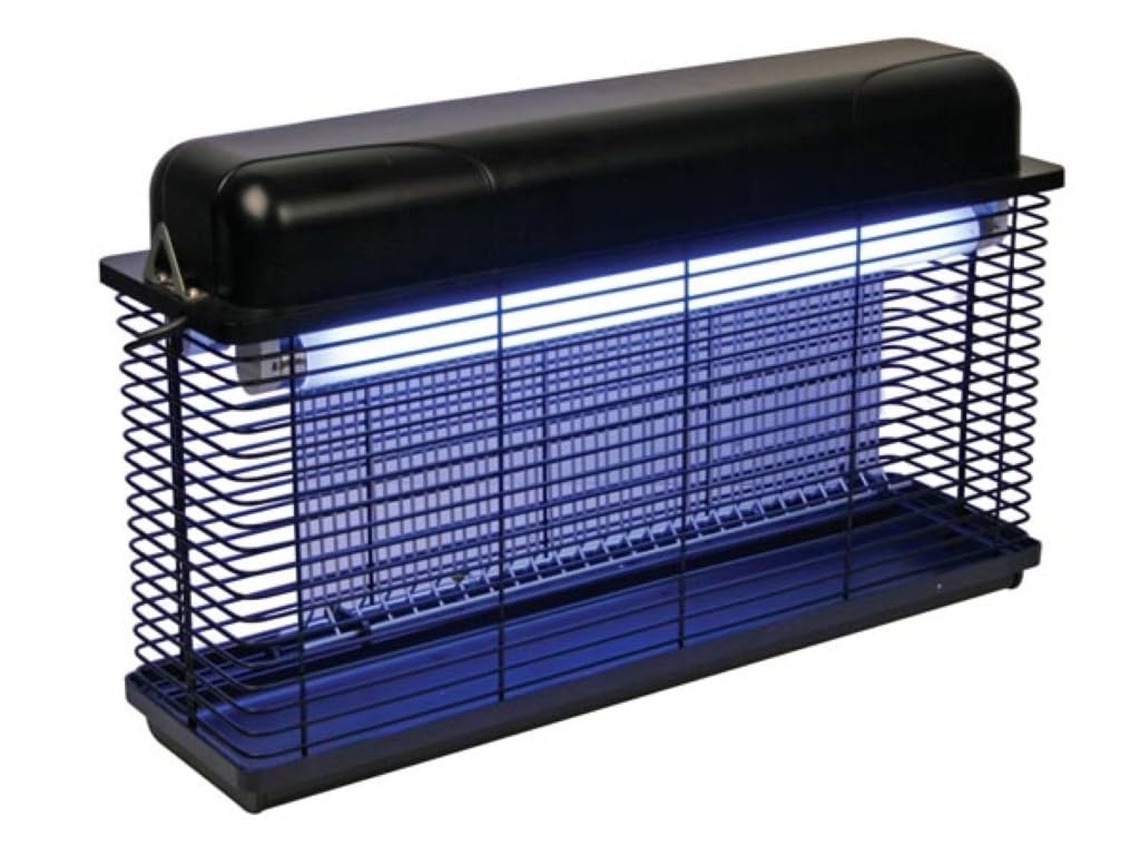 Perel Distruggi insetti LED UV elettrico, griglia 3000V, IPX4 resistente agli spruzzi, vassoio removibile, copertura 100 m², dispositivo potente per interno ed esterno