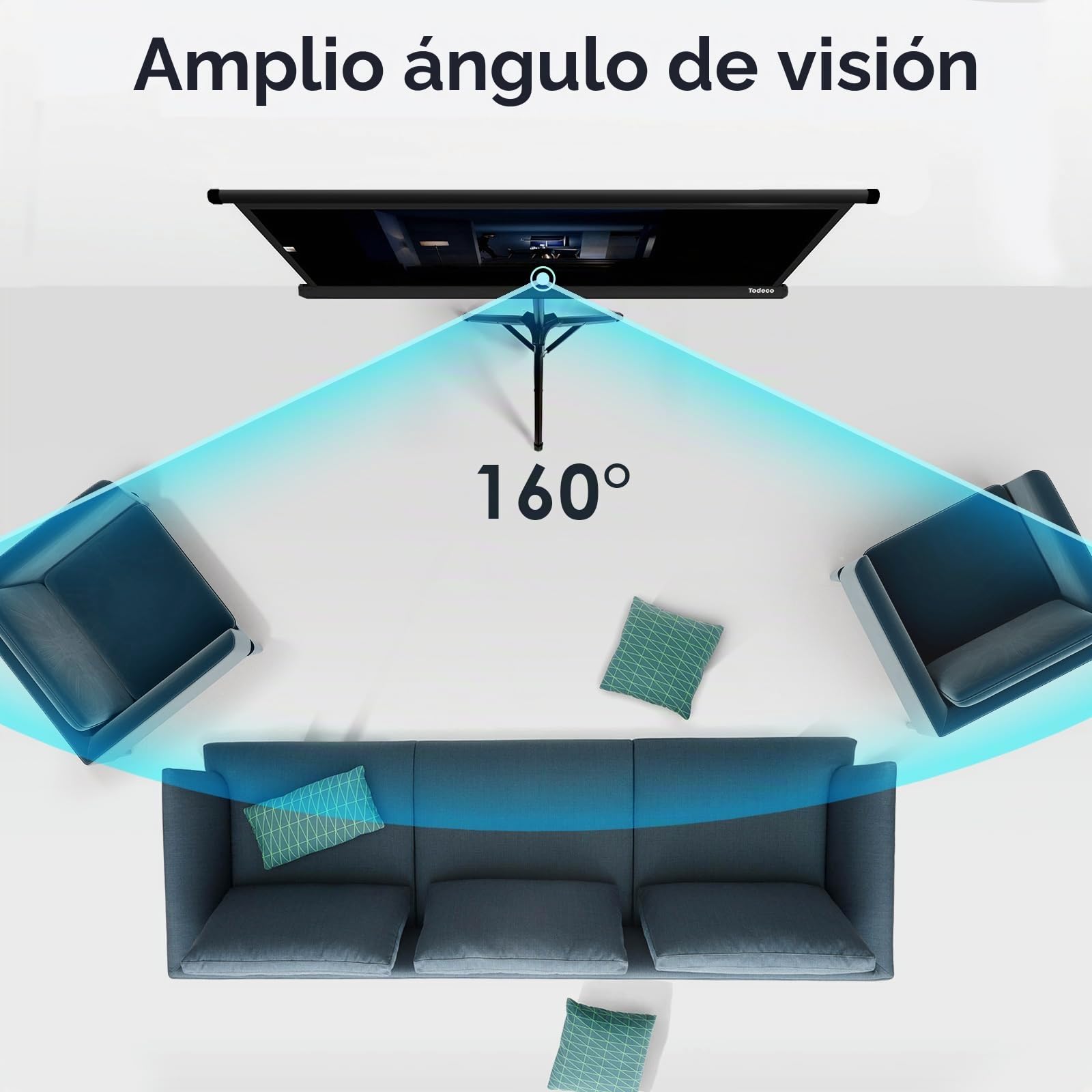 Todeco Pantalla Proyector con Trípode 60 Pulgada, 16:9 | Altura ajustable, portátil y manual plegable, HD 4K y 3D, ideal para casa, oficina y exterior