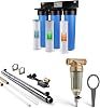 iSpring Whole House Water Filter System & UVF55FS Whole House UV Water Filter with Smart Flow Sensor Switch, 55W, 12 GPM & WSP-50 Reusable Whole House Spin Down Sediment Water Filter