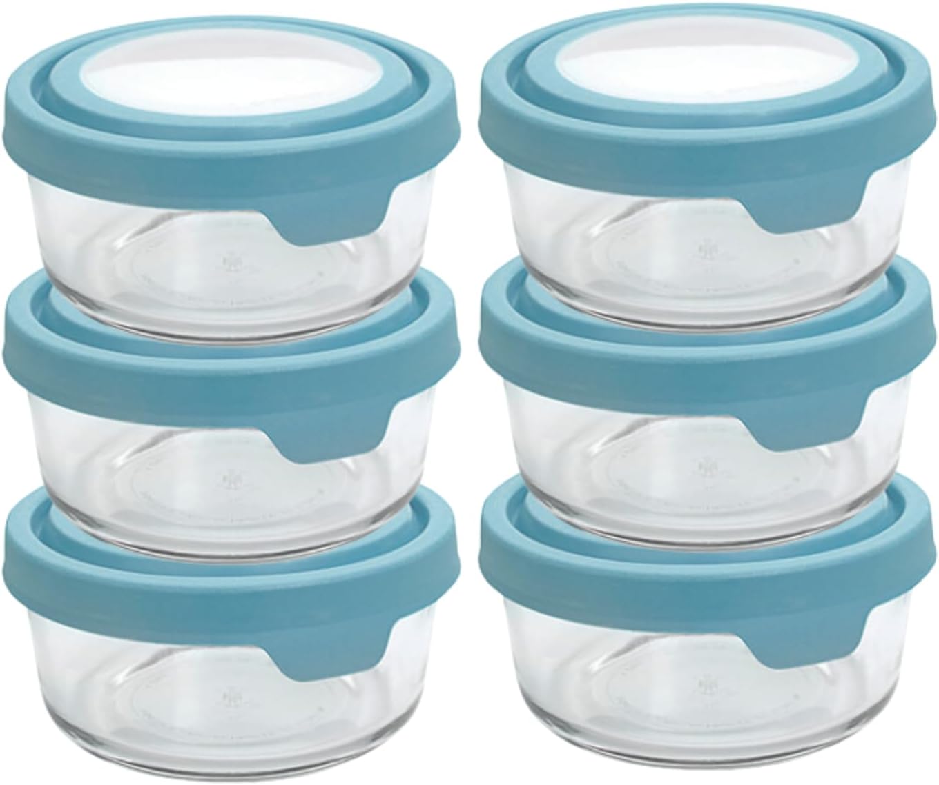 Anchor Hocking TrueSeal Glass Food Storage Containers with Airtight Lids, 2-Cup, Mineral Blue, Pack of 6