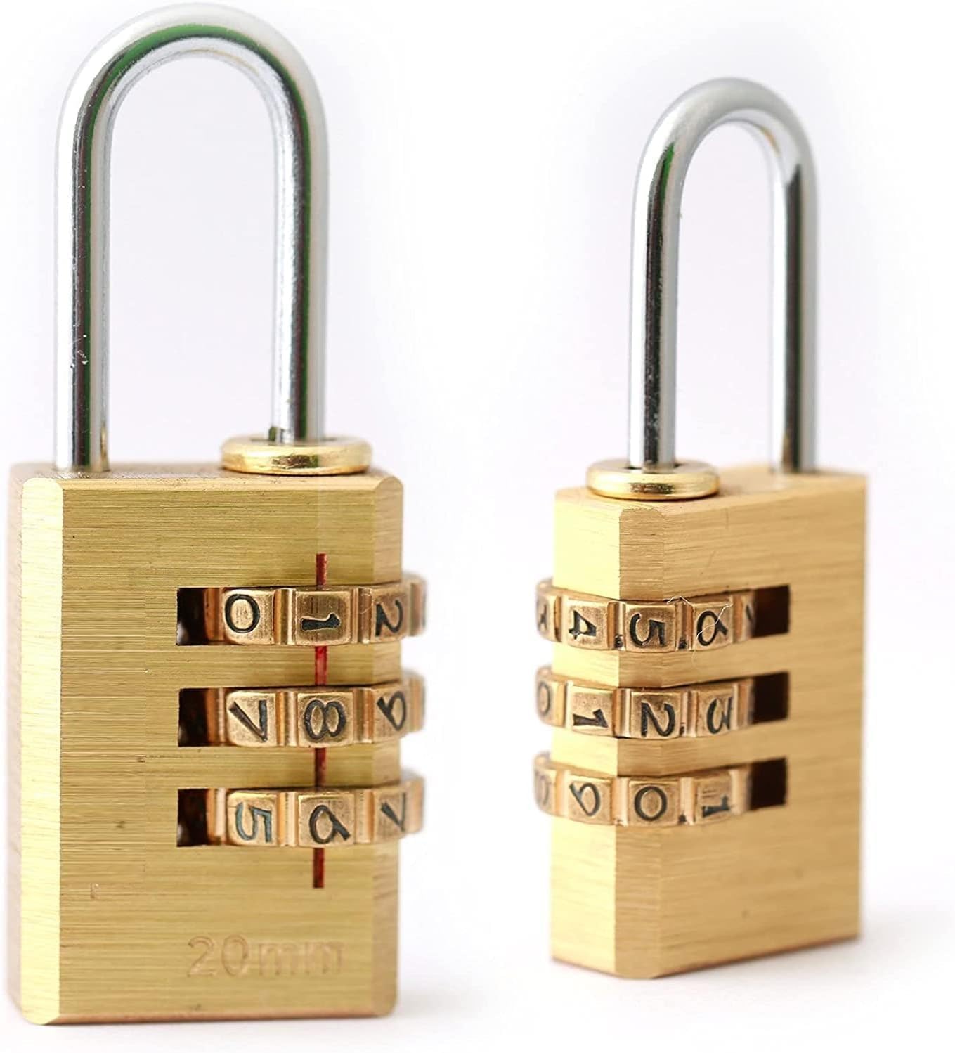 GenericNumeric Padlock, Brass Combination Lock 20mm, 3-Dial Keyless Security for Travel, Luggage, Lockers, Gym, Cabinets, and Toolboxes – Durable Safety Lock for Home, Office, and Outdoor Use