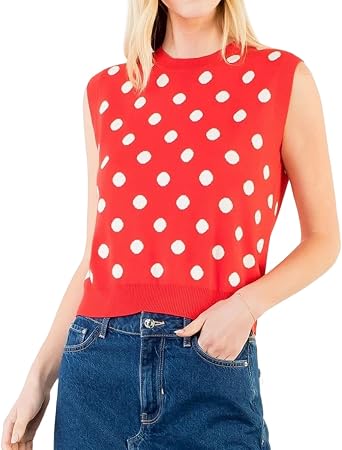 Women Graphic Sweater Vest Y2k Knit Tank Top Lightweight Pullover Top