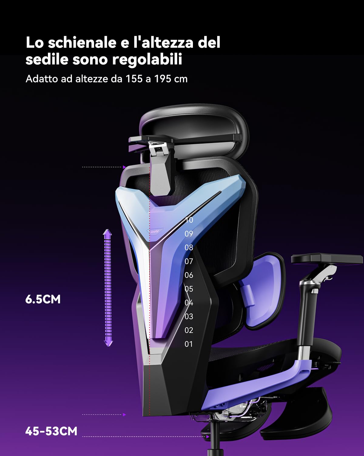 AutoFull G7 Sedia Ergonomica da Ufficio, Sedia da Gaming con Supporto Lombare Dinamico, Braccioli Girevoli a Doppio Asse 720°, Schienale Reclinabile a 140° e Cuscino Cervicale 4D (Laser) | Adatto per ufficio e gioco, supporto lombare a 3 zone, modalità Ze