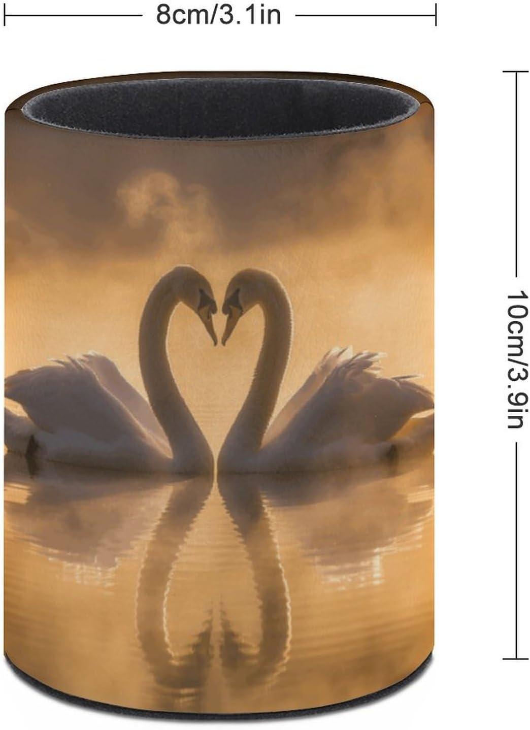 Round Pu Leather Pen Cup Holder for Office Desk Accessory image 2