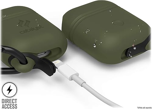 Miniatura 10 de Catalyst - Funda impermeable para AirPods (1 generación, 2 generación) edición premium, silicona protectora, carga inalámbrica, mosquetón, a prueba