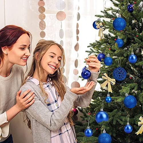 Aitsite Christmas Baubles, 24 Pcs Xmas Baubles Christmas Decorations 6cm Hanging Christmas Balls Shatterproof Christmas Ornaments for Christmas Tree Home Festival Decoration(Blue)