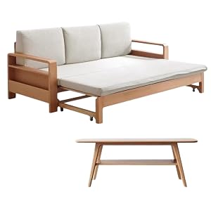 GVAwood Oak Beech Solid Wood Sleeper Sofa 83 5x31 1-55 7x26 8 inch 212x79-141 5x68 m Oak Natural