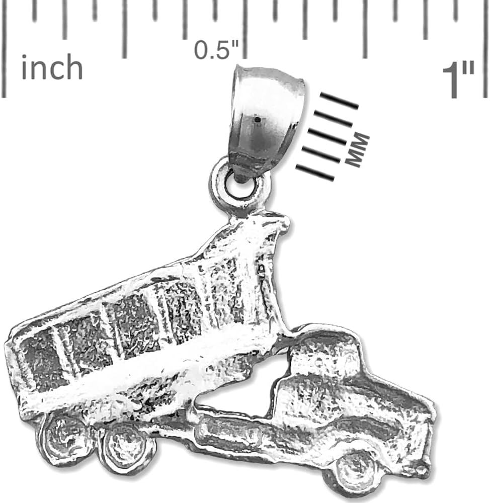 Rhodium Plated 925 Sterling Silver Dump Truck Charm