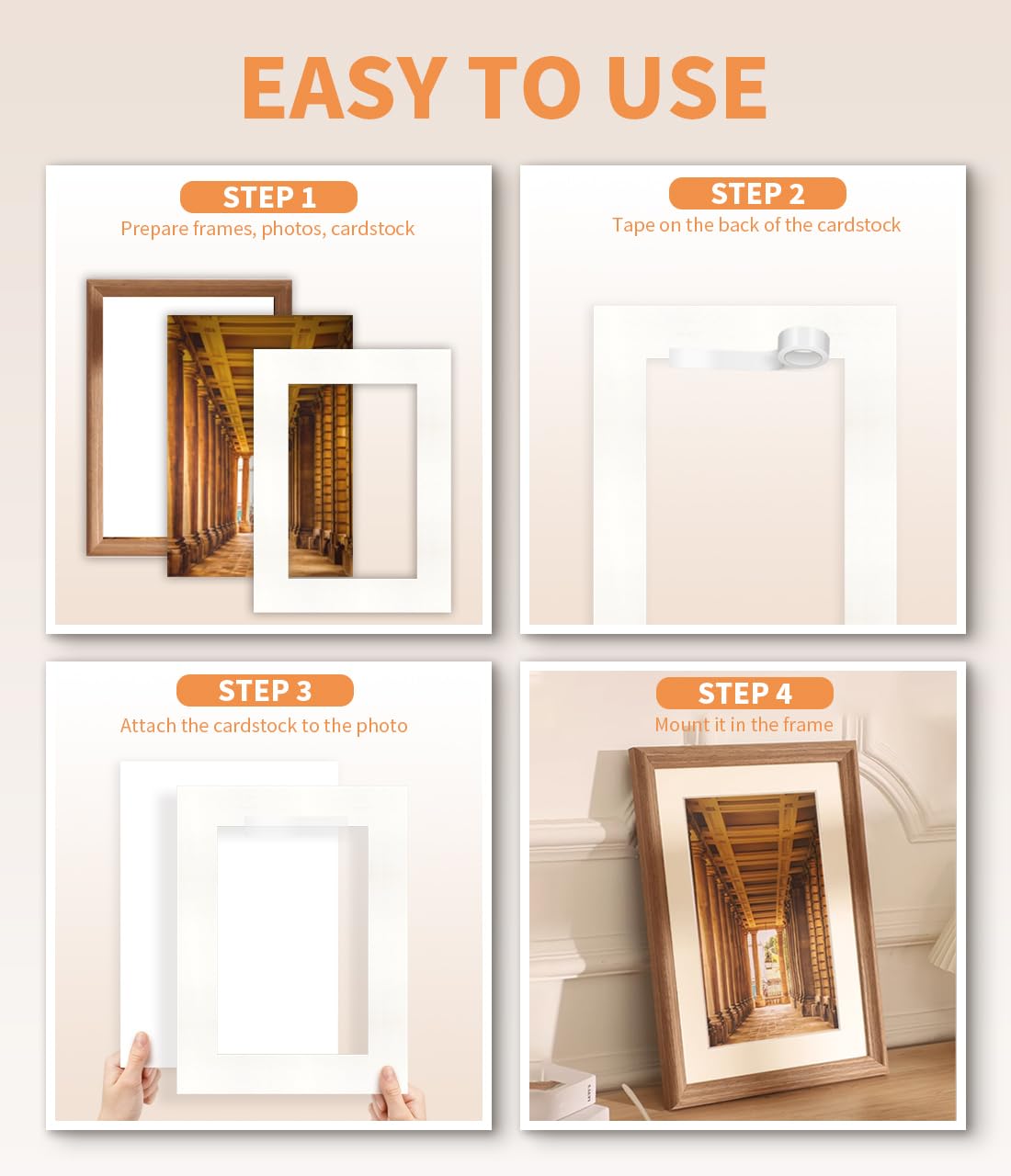 Passepartout 50x70 cm, Passepartout Beige per Formato Immagine 35x50 cm Passe-partout Cartoncino per Foto, Dipinti, Stampe Artistiche - Beige / 1,5 mm