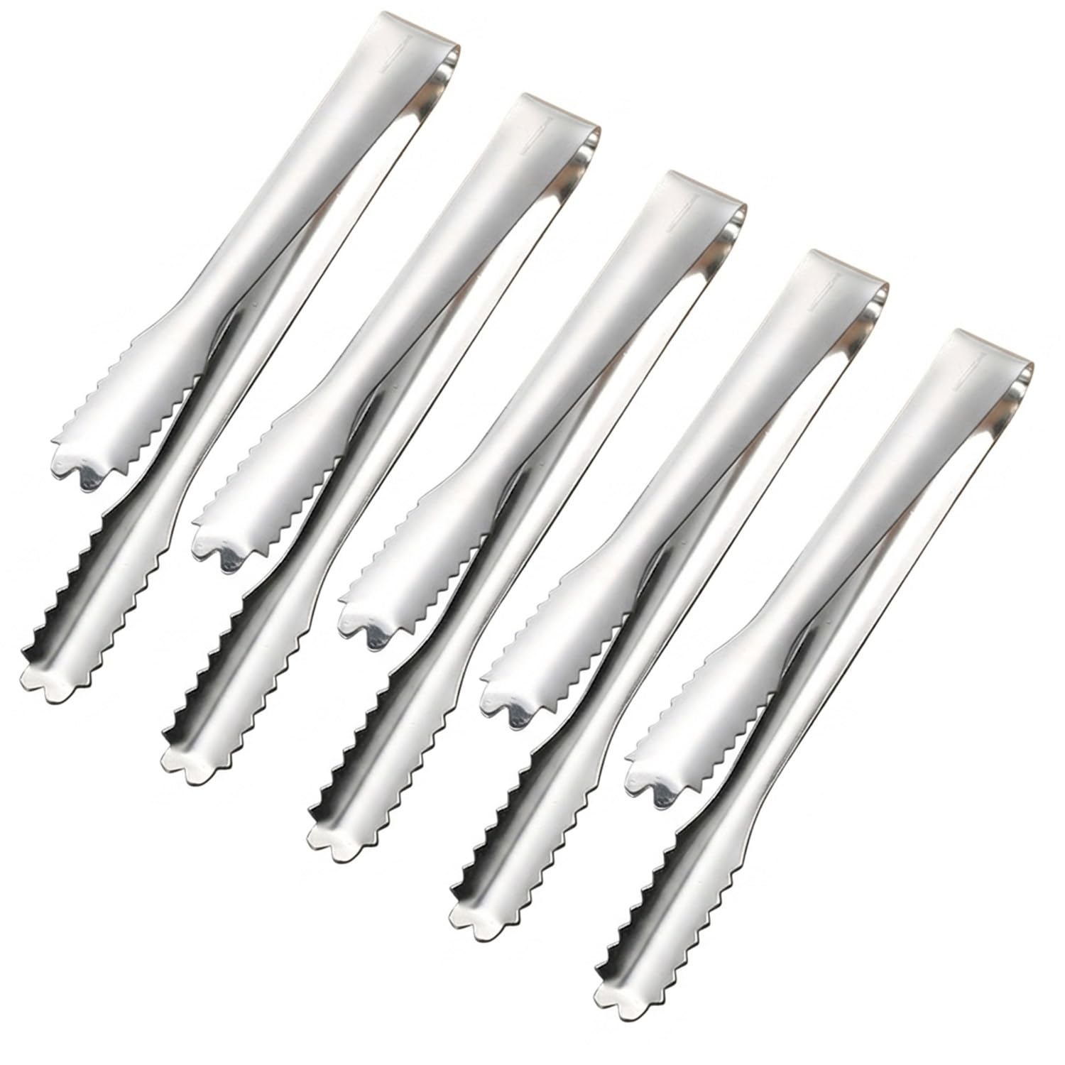 Stainless Steel Ice Tongs Kitchen Cooking Tongs Hookah Charcoal Tongs 5 9 Inches Silver 5 Pack