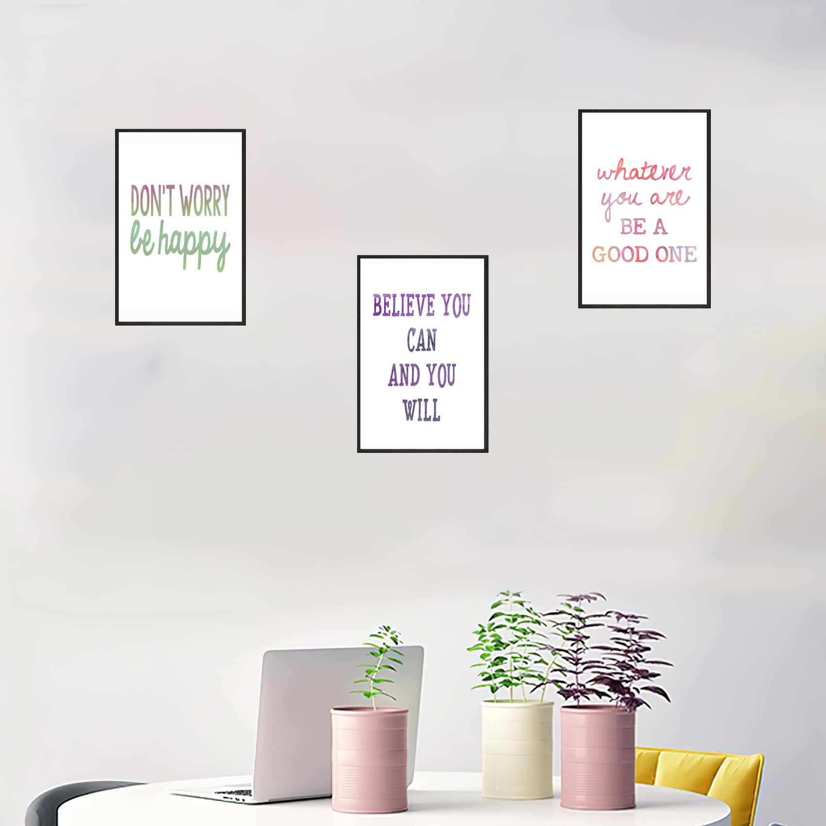 Autocollants Muraux Motivation En PVC - 7 Citations Inspirantes Pour Salon, Bureau, Chambre - Faciles à Coller Et à Décoller