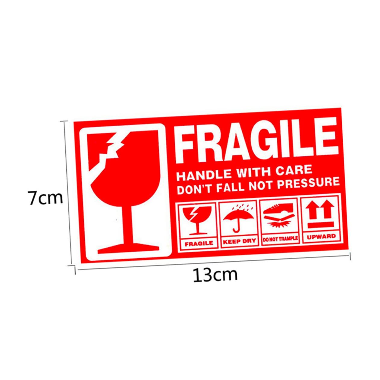 SHINEOFI 900 Pièces Autocollants Fragile, 13x7cm étiquettes d'avertissement Fragile Avec Inscription En Anglais, Taille Autocollant rouge